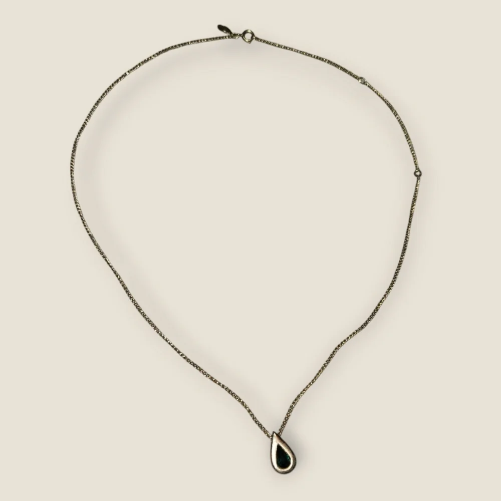 Vintage Avon Green Teardrop Necklace - Picture 1 of 5